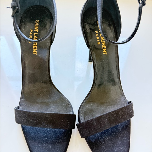Saint Laurent Black Strappy satin/silk Heels - Picture 6 of 6